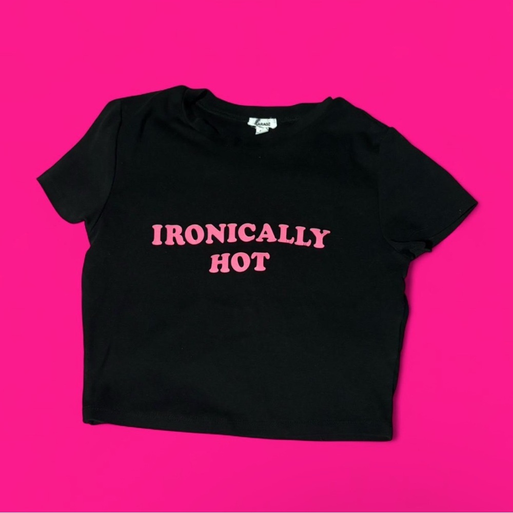 Garage Black Tee with Pink Graphic